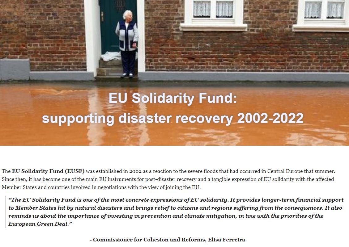 RegioEvaluation's tweet image. The EU Solidarity Fund (EUSF) has become one of the main EU instruments for post-disaster recovery and a tangible expression of  🇪🇺solidarity.  
Discover the numbers behind 20 years of its operation. ➡️cohesiondata.ec.europa.eu/stories/s/An-o…

#EURegioDatastories #CohesionOpenData #EUSF