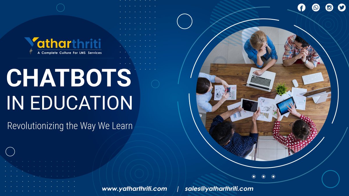 YatharthritiLtd's tweet image. 👉Chatbots in Education: Revolutionizing the Way We Learn  
👉Read the full article here:- bit.ly/3VQ2kes 
#moodledevelopment #elearningsolutions #lms #moodle #php #chatbots #educationRevolutio #lmssystem