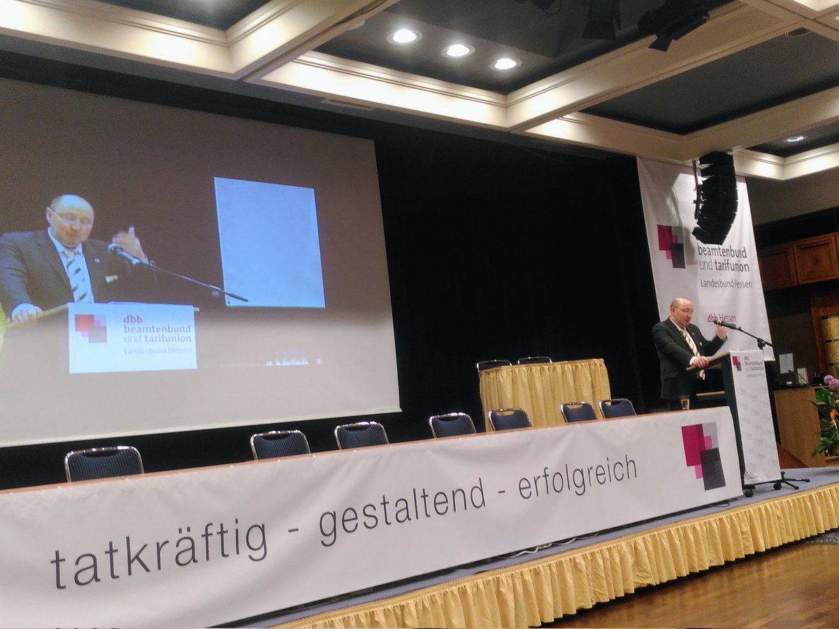 Gewerkschaftstag des <a href="/dbbhessen/">dbb Hessen</a>.  Vorsitzender Heini Schmitt spricht u.a. über Gewalt gegen Beschäftigte. Danke für die Einladung!