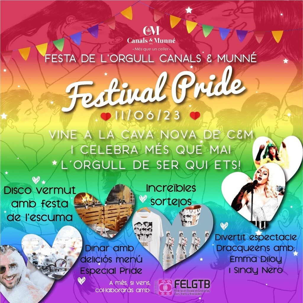 🌈Nova edició del Festival Pride a C&amp;M!!🌈

No et perdis l'increïble pla de: de disco vermut amb festa de l'escuma, menú especial Pride, espectacle de Drag Queens, regals i sortejos! Tot mentre col·laboreu en una donació a l'associació FELGTB.
 
Reserv… instagr.am/p/CsDiIveRWsj/