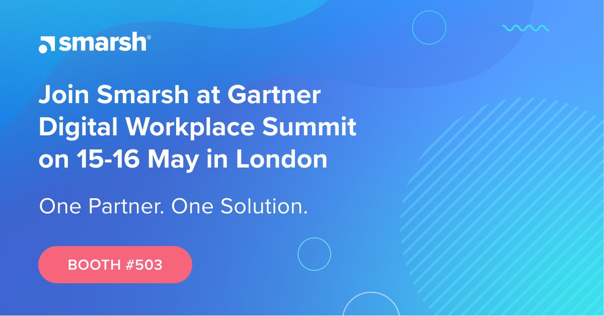 SmarshInc's tweet image. Are you going to #GartnerDW in London on 15-16 May? Stop by the Smarsh Booth #503 to learn how our solutions are transforming the modern workplace into a more digital and connected environment