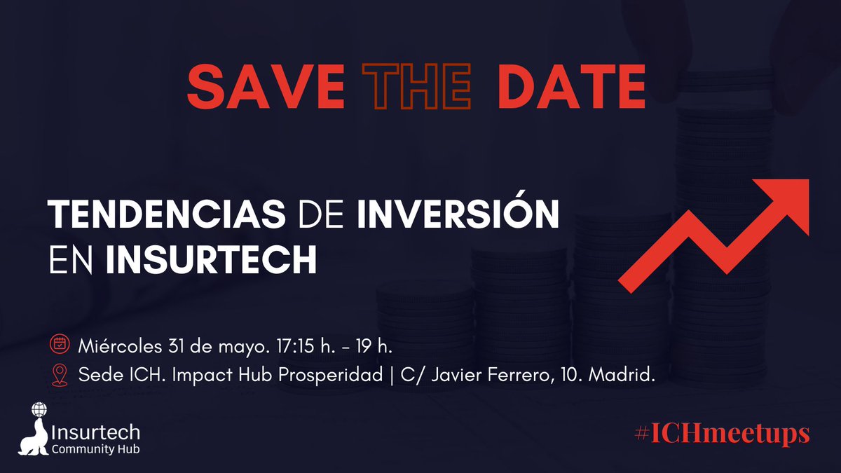 InsurtechComHub's tweet photo. 🚨 ¡Save the date!

Celebramos el 11º #ICHmeetups sobre “Tendencias de inversión en #insurtech” 📈 el próximo miércoles 31 de mayo a las 17:15h, en nuestra sede @ImpactHubMAD Prosperidad (C/ Javier Ferrero, 10)📍

Inscríbete aquí👇 https://t.co/8HXVMpUrJt https://t.co/6EImYmZVj4