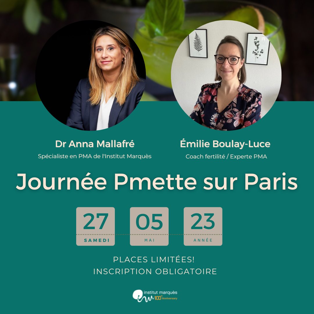 imarques_FR's tweet photo. 📌 Avis aux Parisiennes et environs: Nous avons le plaisir de vous convier à notre journée entre Pmette qui se tiendra le 27 mai à Paris de 14à 21. #JournéePmette animée par le @dramallafre, spécialiste en #PMA à l'Institut Marquès et @emy_lifestyle_ensolo, coach en #fertilité. https://t.co/24ydHf0ue5