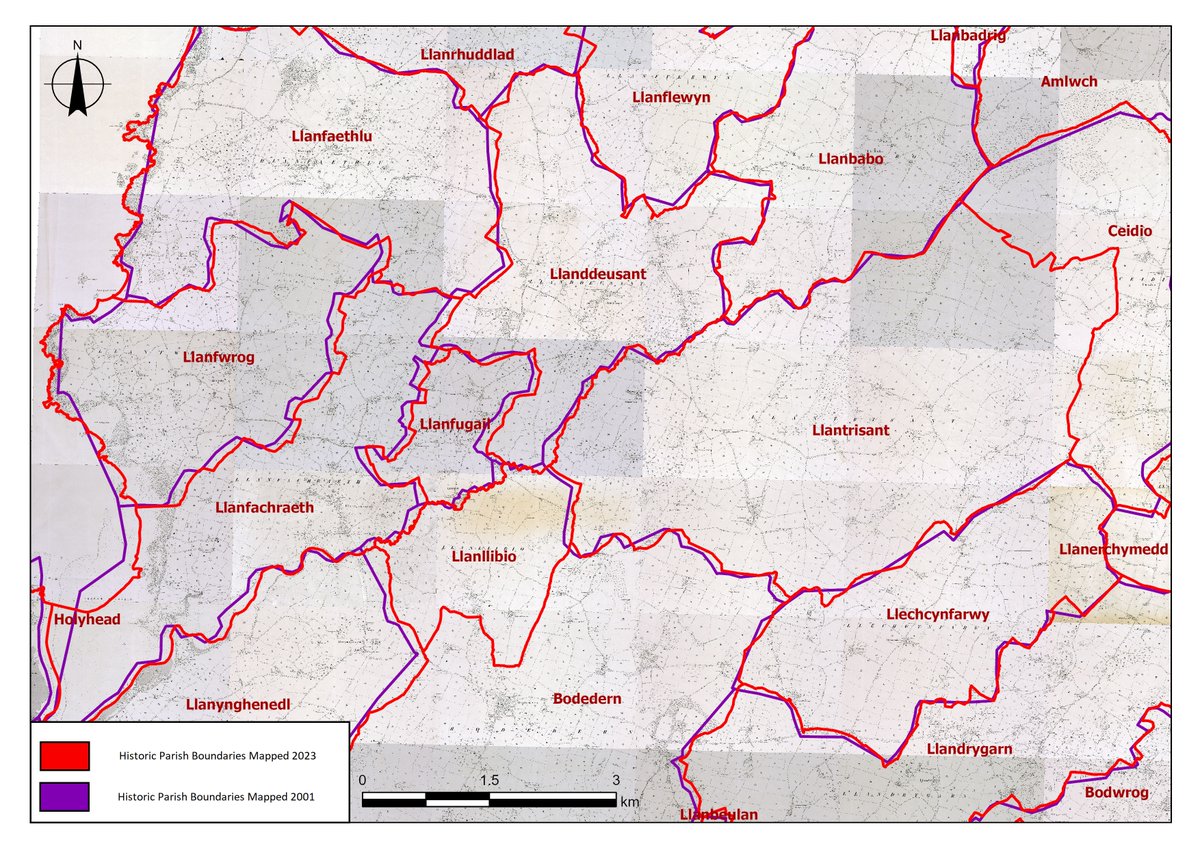 A note on the importance of remapping accurately the historic parish boundaries. This image shows data produced 22 years ago. Although ahead of its time, by todays standards it shows that the boundaires are out by 110m in some places & have been simplified. #HGIS #HistoricParish