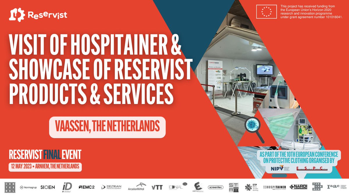 Textile ETP (@textileetp) on Twitter photo #RESERVIST_eu will host its final event on 12 May 2023, which includes a visit of <a href="/Hospitainer/">Hospitainer</a>!
An occasion for the participants to discover in person the modular field hospitals, and the different RESERVIST products, equipment & services🏥
More info⬇️
cov-reservist.eu #RESERVIST_eu will host its final event on 12 May 2023, which includes a visit of <a href="/Hospitainer/">Hospitainer</a>!
An occasion for the participants to discover in person the modular field hospitals, and the different RESERVIST products, equipment & services🏥
More info⬇️
cov-reservist.eu