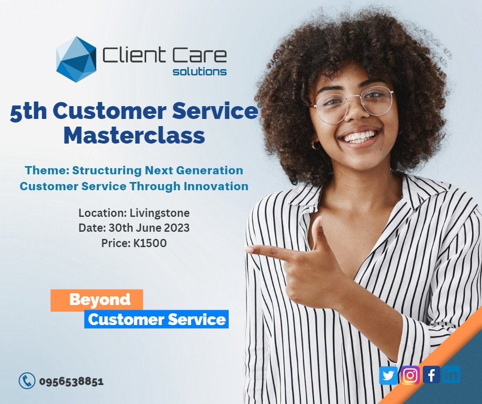 Clientcareltd's tweet photo. we are excited to announce that our  Customer Service Masterclass is just around the corner! If you missed our previous classes, this is your chance to join a community of service professionals and learn the skills and strategies needed to deliver exceptional customer experience. https://t.co/HNGH5QIA0w