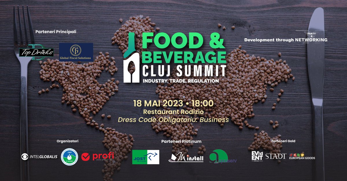 Ne bucurăm să vă adresăm invitația la evenimentul Food & Beverage Cluj Summit - Industry, Trade, Regulation, pe care îl organizăm împreună cu Platforma X Party & Networking și Profi Romania, în 18 mai, de la ora 18.00, la Restaurant Rodizio. Detalii: mailchi.mp/a2f01621756b/i…