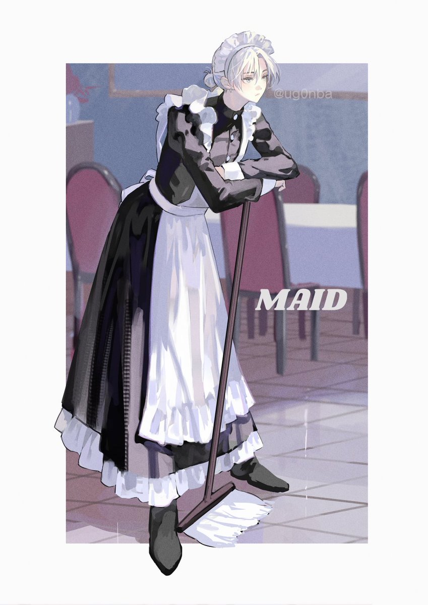 maid maid headdress apron solo maid apron 1boy male focus  illustration images