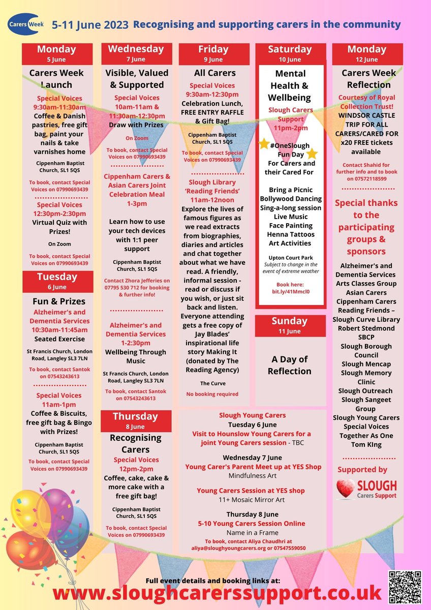sloughcvs's tweet photo. #CarersWeek takes place 5-11 June - join @specialvoices for coffee mornings, prize draws and quizzes, take part in @SloughYC events, have a celebration meal with Cippenham &amp; Asian Carers and come to the #OneSlough Fun Day, plus so much more! More info: https://t.co/CWsX5AbAcN https://t.co/iyNYbc2RN3