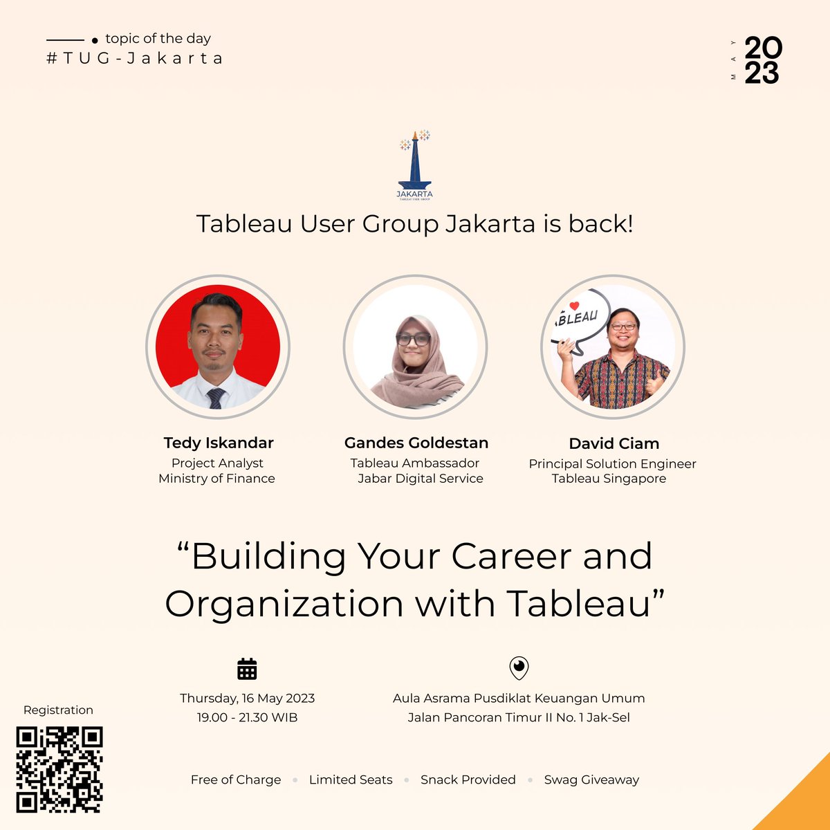 MikaelDewabrata's tweet photo. Edisi #rabuTableau minggu ini gue mau share soal acara Tableau User Group Jakarta yang akan diselenggarakan 16 Mei 2023 di Pancoran, Jakarta Selatan jam 19:00 WIB.

Silahkan yang mau daftar, gratis: https://t.co/5O8WRxM3g2
