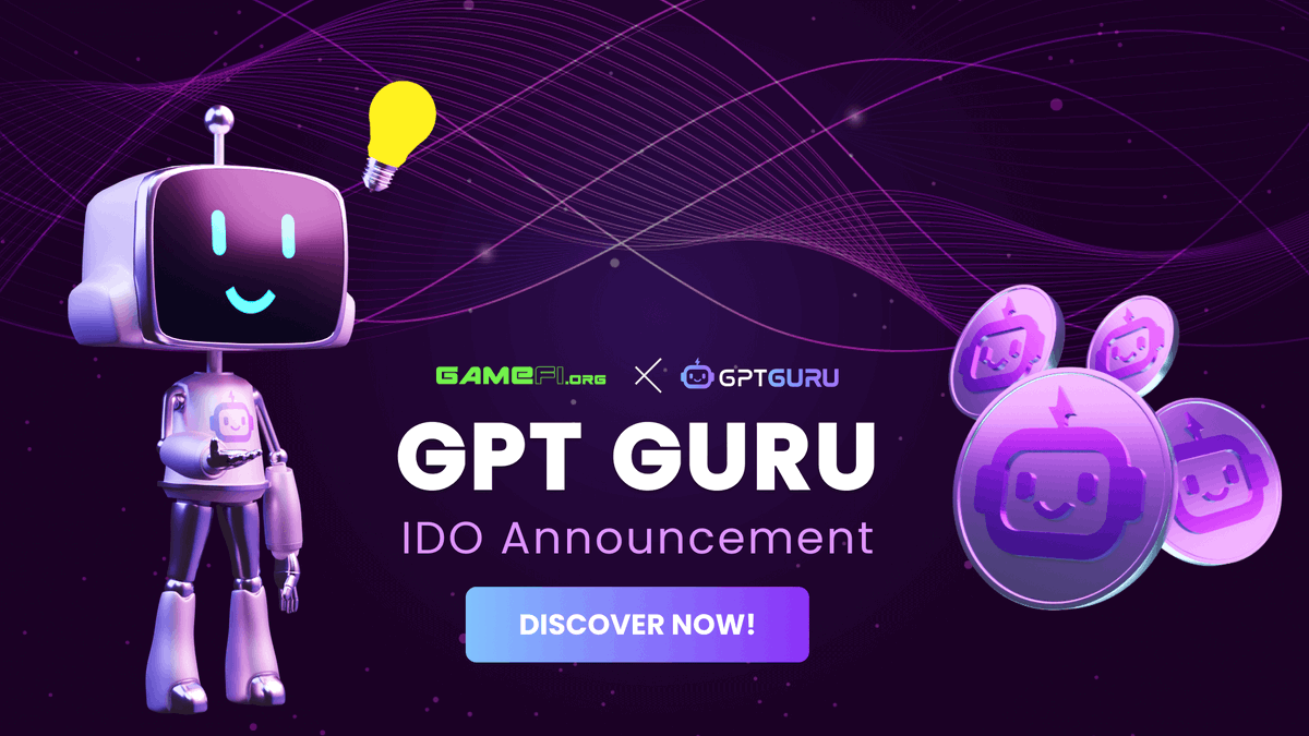 GameFi_Official's tweet photo. 🤖Let's welcome @GPTGuru_ - The AI-Powered Ecosystem for Web 3.0 Creatives and Innovators

We're glad to announce https://t.co/IYrBuYITfq will be the lead launchpad for GPT Guru $GPTG IDO🌟

Let's together find out what is unique about GPT Guru😉👇

https://t.co/PWGuxc8k7C https://t.co/eM3pEvFmfc