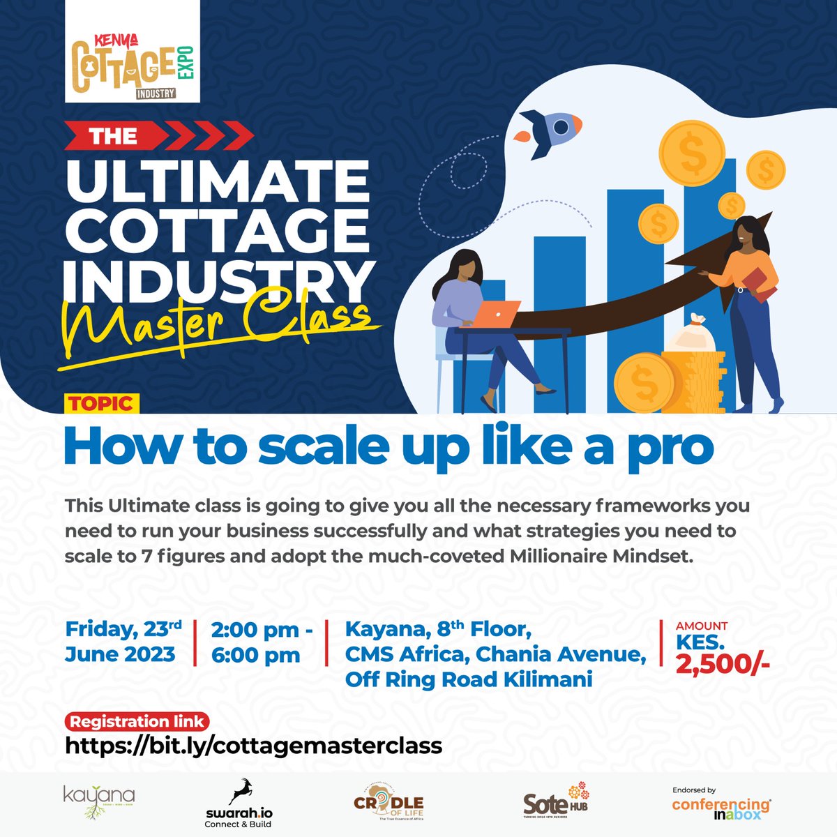 KenyaCottage's tweet photo. Join me for a masterclass on scaling up your cottage industry! Discover the strategies and techniques you need to expand your reach, increase your profits, and make your mark in the marketplace. 

Registration Link - https://t.co/PKhJ1yOYv5
LinkedIn- https://t.co/spoto4okfy https://t.co/gJvODwAjYp