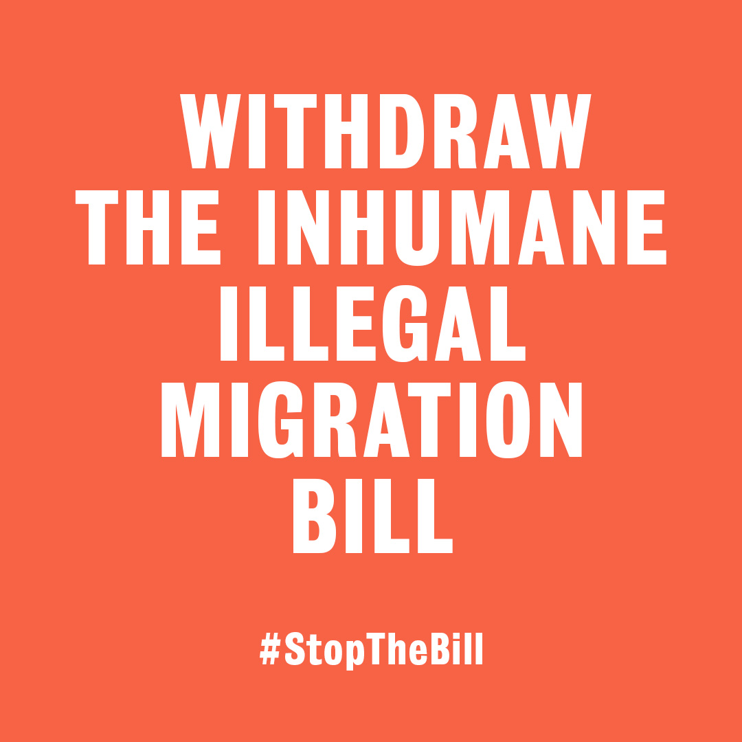 RefugeeAction's tweet photo. We are one of the 174 organisations calling for the withdrawal of the inhumane Illegal Migration Bill.

Human rights, anti-trafficking, LGBTQ+, refugee support and violence against women and girls organisations are all saying the same thing: #StopTheBill https://t.co/FOtUNTRsEN