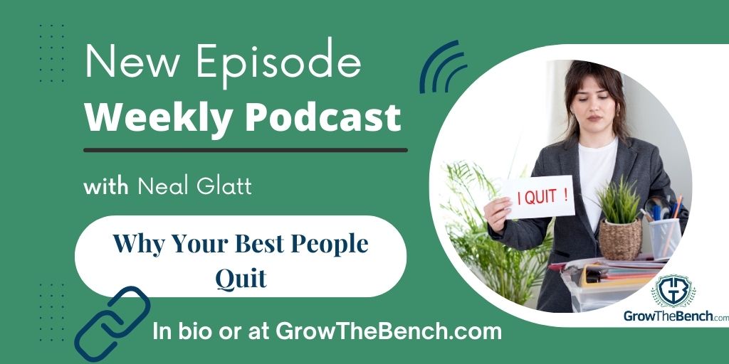 New Blog and Podcast are posted. On this week's blog and podcast, Neal talks about why some of your best people always seem to quit... Check it out. Link in our bio.  
#growthebench #onlineeducation #learning #planning #landscapingindustry #businesstips #landscapemaintenance