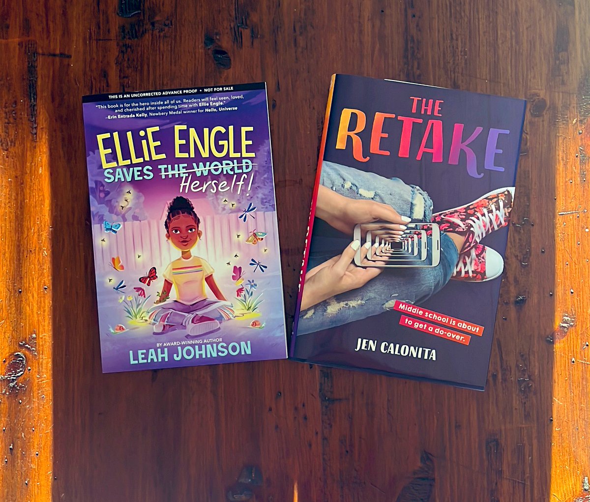 Teacher Appreciation Giveaway 3! Win a signed copy of my social media time travel book THE RETAKE &amp; a copy of  <a href="/byleahjohnson/">Leah Johnson</a>’s new book ELLIE ENGLE SAVES HERSELF. To enter: Follow authors/RT, tag an educator for extra entries. Winner picked 5/10 10pm EST #TeacherAppreciation