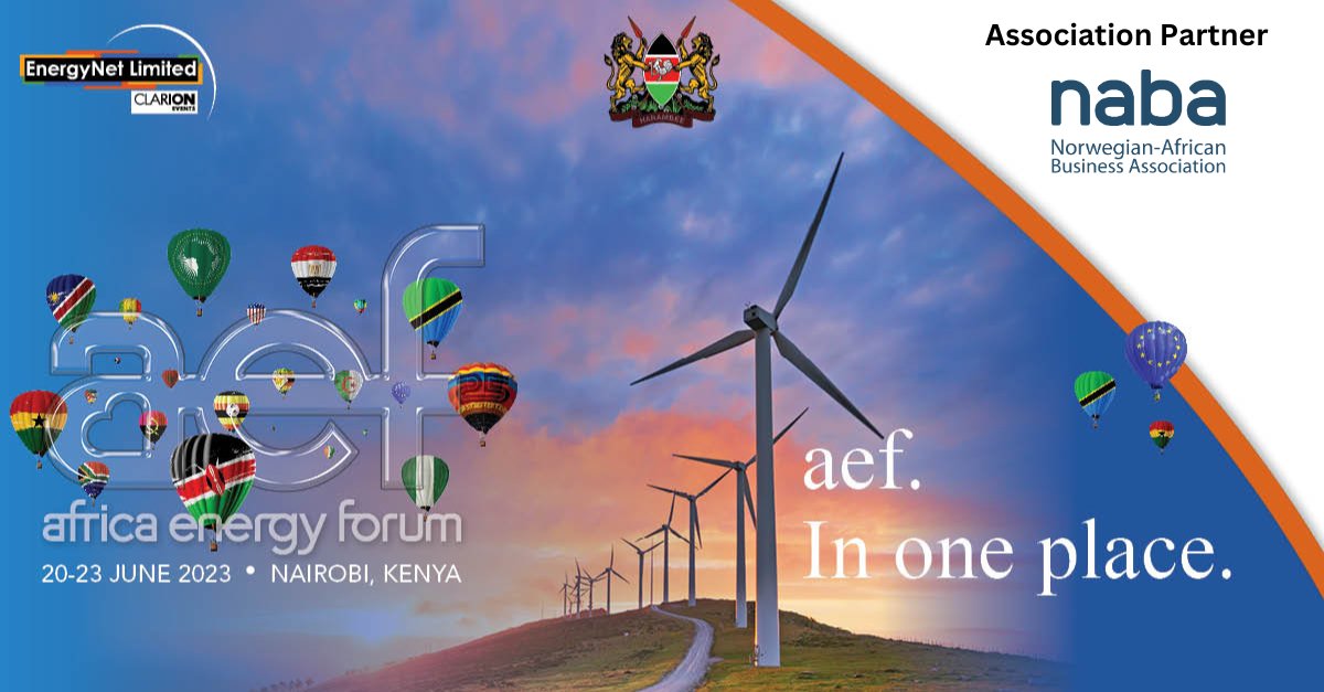 We are happy to announce our partnership with #aef23 Africa Energy Forum 20-23 June in Nairobi, Kenya. @IN_EastAfrica will organize a Business Norway pavilion and a breakfast roundtable. NABA will be present at the #aef23. More information: hubs.la/Q01PjZpy0 @EnergyNet_Ltd