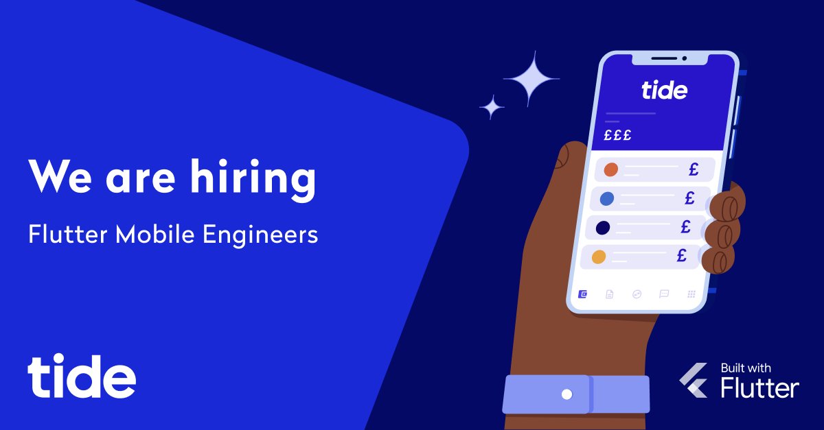 Hey everyone! 🌟 Are you a Flutter developer looking for an exciting new opportunity? 🚀 Check out the job openings at Tide! 💙 We're hiring talented developers to join our mobile team. 

Apply here: grnh.se/f21649a13us

<a href="/FlutterDev/">Flutter</a> <a href="/nlycskn/">Nilay Coskun</a> <a href="/TideBusiness/">Tide</a>