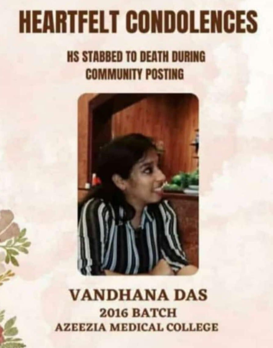 Pooja_Tripathii's tweet photo. I am angry, very angry at the callousness of administration 

A 23 year old doctor, Dr Vandana Das, was stabbed to death by a police detainee who was overtly violent and yet wasn't handcuffed at the time of his medical tests/treatment?

What a tragic end to a brilliant life https://t.co/LAcAGHTAfJ
