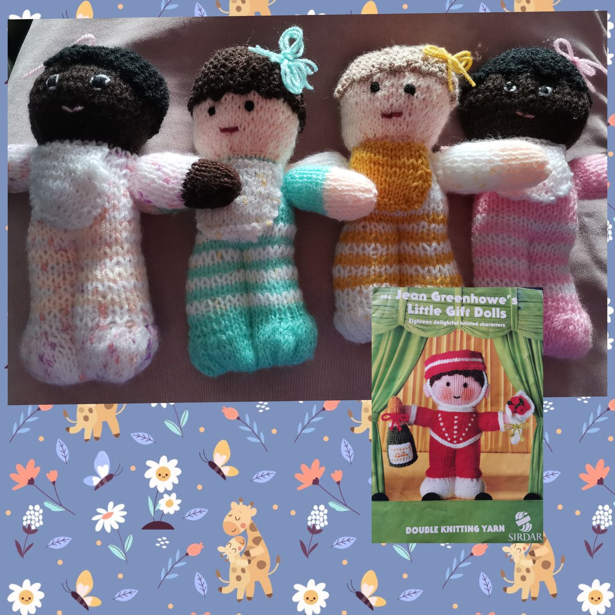 I've enjoyed making 4 baby dolls for our shoeboxes. Pattern can be found in #Jeangreenhowe Little Gift Dolls booklet. #ipackedashoebox @OCC_shoeboxes