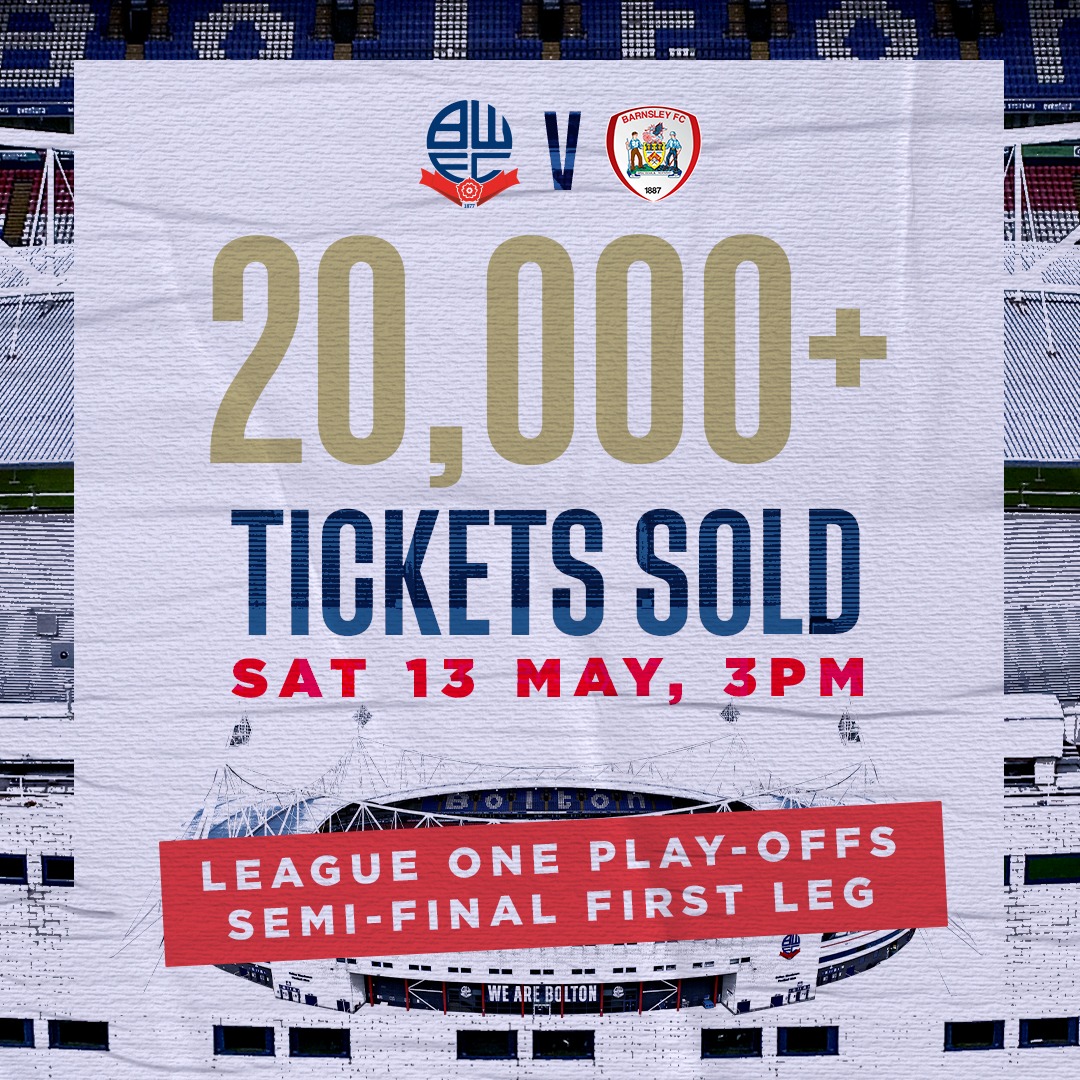 OfficialBWFC's tweet photo. 📈😍

We are now through 20,000 overall ticket sales for this weekend's Play-Off semi-final first leg!

There's still time for you to join us 👊

#bwfc