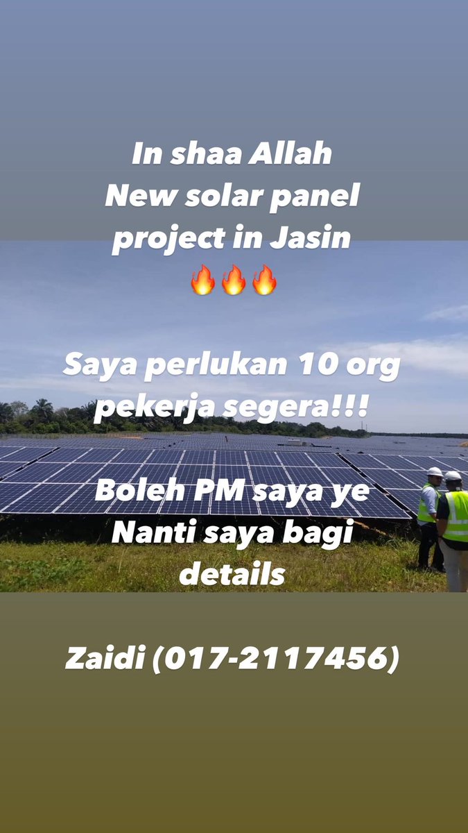 jai_hamdan's tweet photo. Peluang pekerjaaan area Jasin Melaka

Saya perlukan segera 10 org pekerja

Gaji RM75/hari (26 hari bekerja bayaran setiap 2 minggu) 
Hari bekerja isnin - sabtu
Waktu kerja 8 am - 6 pm
Makan tengahari disediakan.
Penempatan disediakan (rumah sewa bujang 4 bilik) https://t.co/ShexUxPm1x