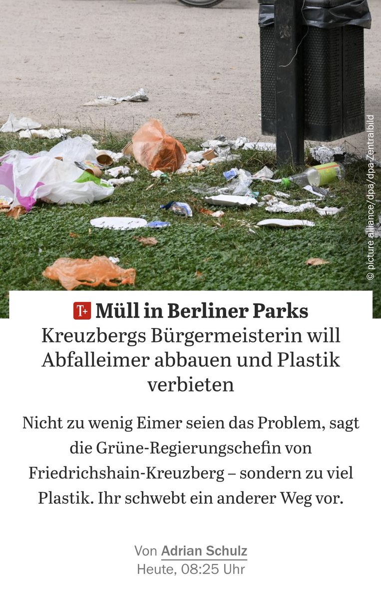 mohebshaf's tweet photo. Bin kein Experte aber würde gefühlt sagen, weniger Mülleimer würde so viel zu weniger Müll beitragen wie weniger Toiletten zu weniger, eh ... https://t.co/XrraiBxXlN