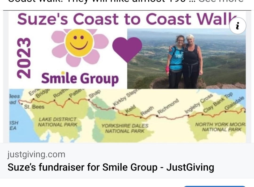 Suzanna & Paula are on an epic Coast to Coast fundraiser walk for Smile, traversing nearly 190 miles of tricky terrain. They've just topped the £700 mark, so feel free to add pennies to the pot via the link in the bio :) Thank you!