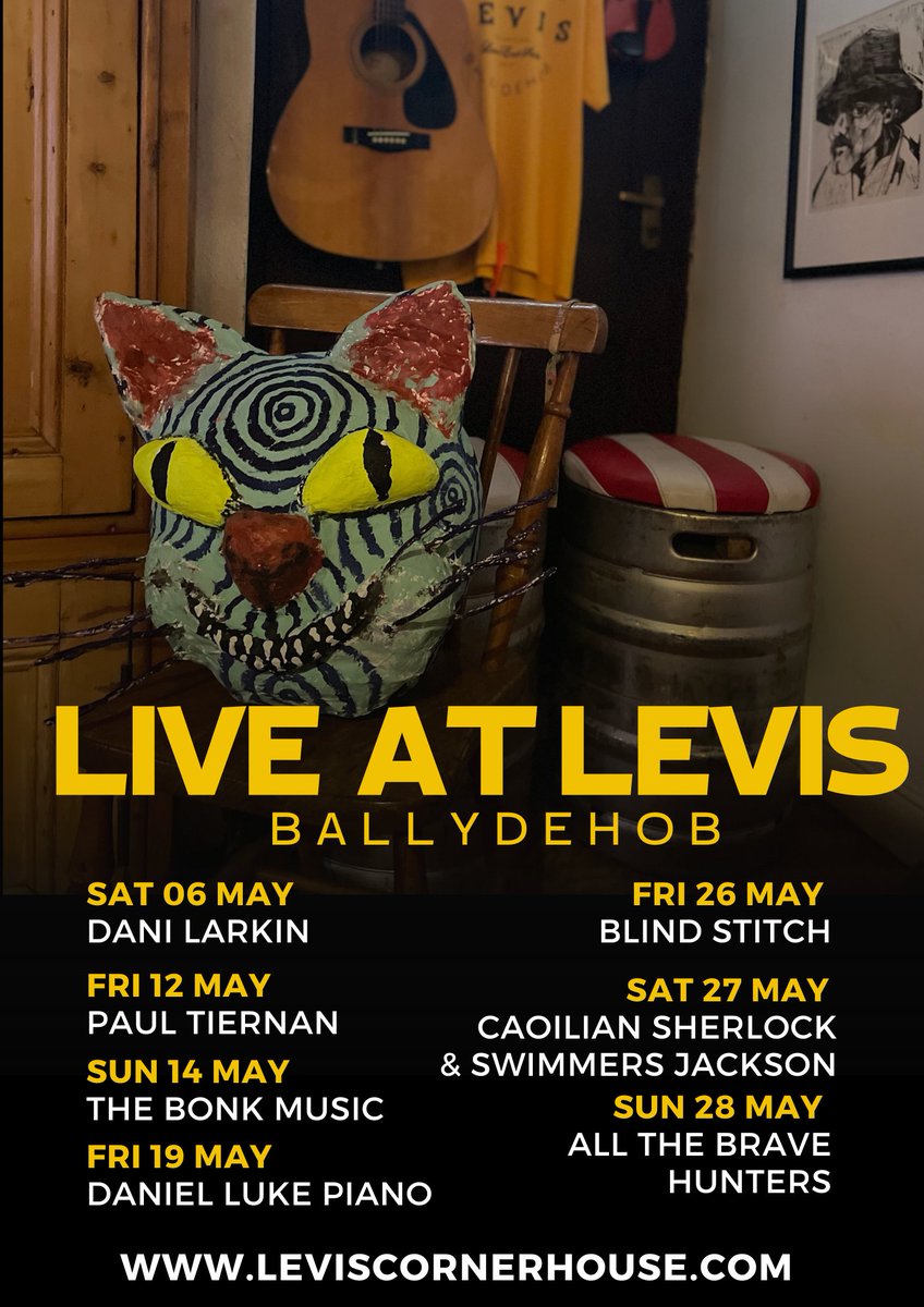 MAY
there be gigs

#livemusic #ballydehob #westcork #Levis 

🎶👀 leviscornerhouse.com