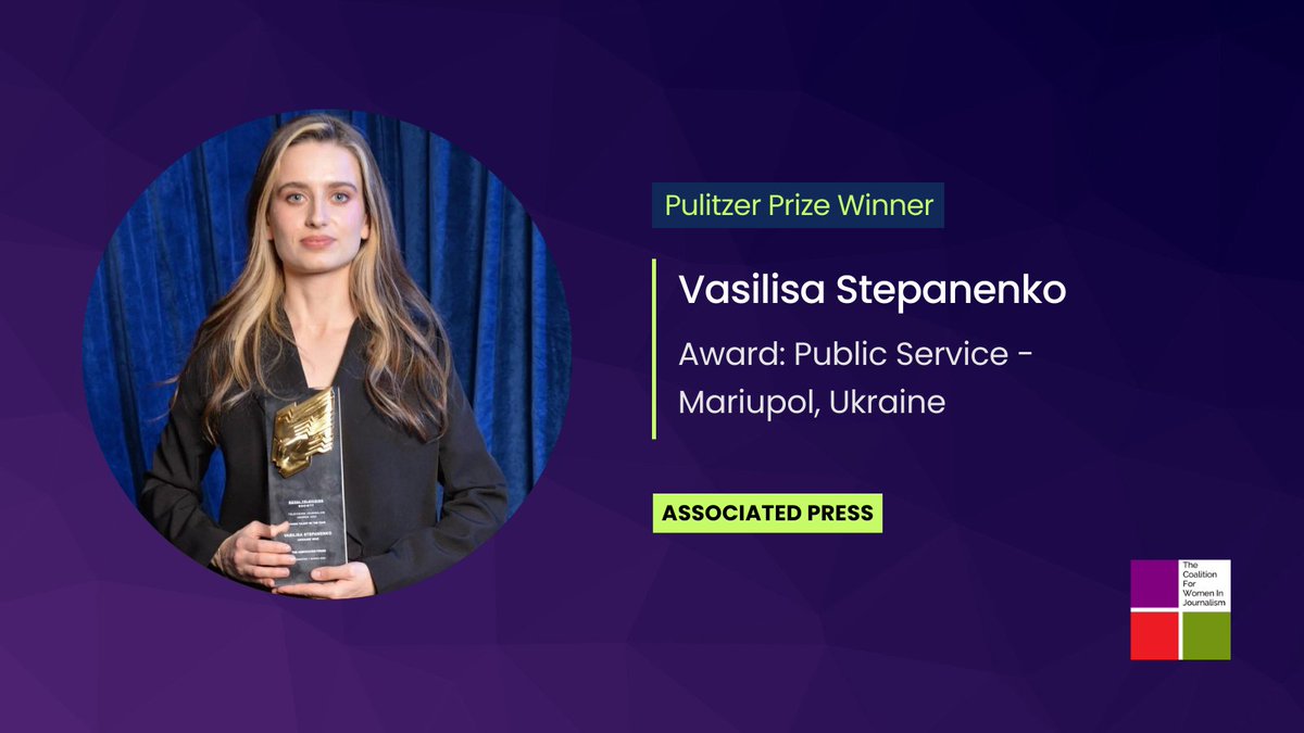 Our utmost respect to Ukrainian @VasilisaUKR who won the Public Service Award for her reporting with @AP on Mariupol, covering the brutal siege of the city, and risking her own life to expose the brutal truth.