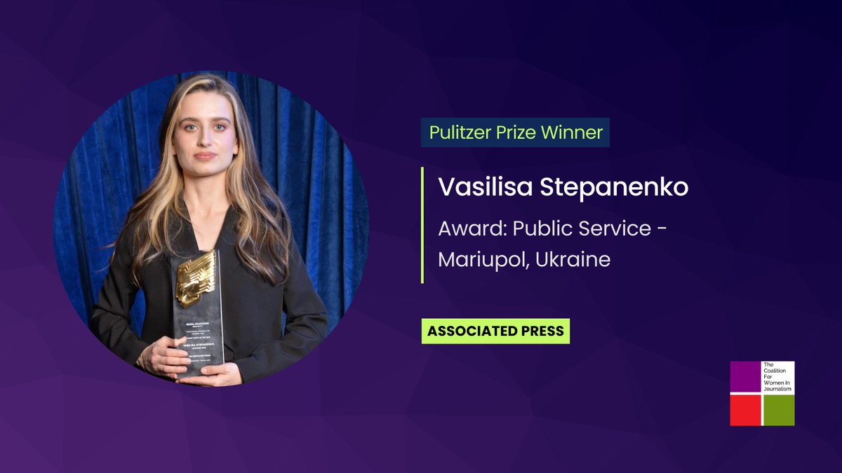 Our utmost respect to Ukrainian <a href="/VasilisaUKR/">Vasilisa Stepanenko</a> who won the Public Service Award for her reporting with <a href="/AP/">The Associated Press</a> on Mariupol, covering the brutal siege of the city, and risking her own life to expose the brutal truth.