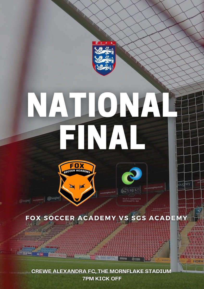 Today our scholarship boys from FoxSoccer Academy London take on SGS Academy in the <a href="/ECFA12/">English Colleges FA</a> Men’s National Championship Final! 

Can our scholars regain the trophy they won in 2021-2022 and be crowned back to back national champions 🏆🦊⚽️ #ecfa #football #nationals #CupFinal