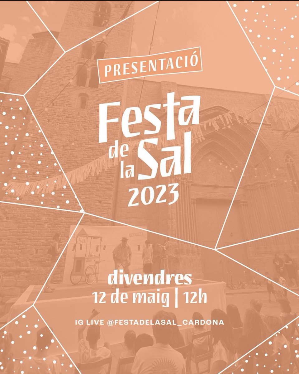 ajtcardona's tweet photo. 😍Presentem la programació de la Festa de la Sal 2023: del 2 al 4 de juny, #Cardona celebra els seus orígens

🗓️Divendres 12/maig
🕰️12:00 h
📲Instagram Live de la Festa de la Sal (@festadelasal_cardona) https://t.co/T1TZzeAm25