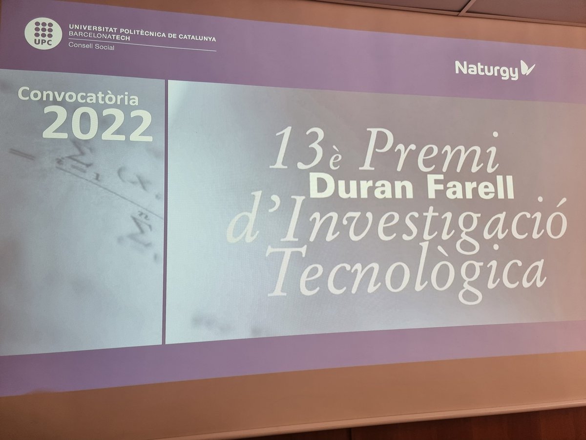 Arriba el dia #rellevant de l'entrega de #premiDuranFarell d'Investigació Tecnològica #referents #rigor #coneixement #ConsellSocial #doctorants #PHDDayTIC #publicprivat <a href="/DoctoratUPC/">Escola de Doctorat UPC</a> <a href="/UPCTelecos/">UPC Telecos 📡</a> <a href="/fib_upc/">FIB - UPC</a> <a href="/la_UPC/">Universitat Politècnica de Catalunya (UPC)</a> <a href="/Naturgy/">Naturgy</a>