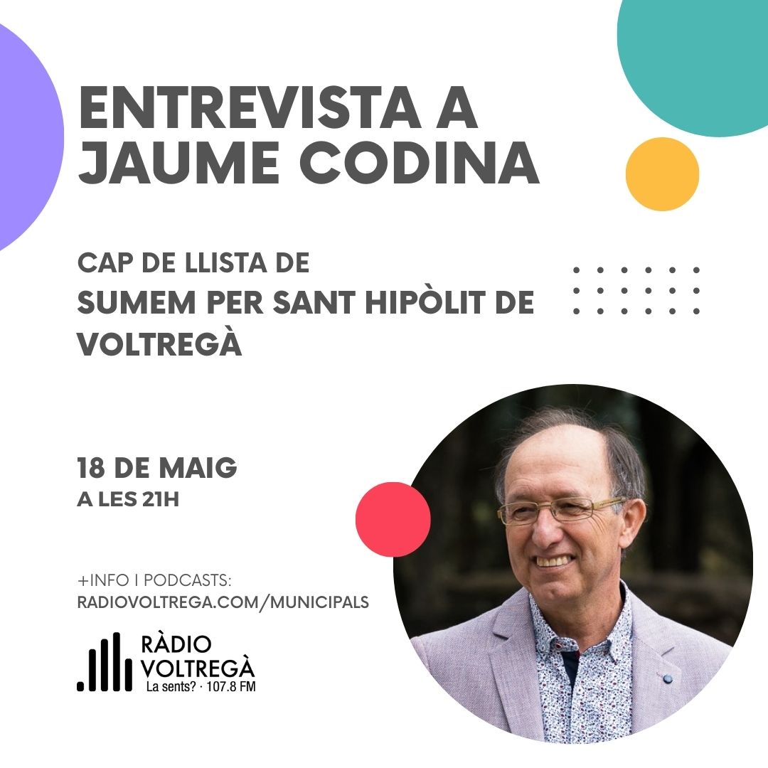 radiovoltrega's tweet photo. #municipalsRV2023 | Entrevistes personals als caps de llista.

El proper 18 de maig a les 21h, Jaume Codina de Sumem Per Sant Hipòlit De Voltregà (@SumemxStHipolit).

En trobaràs tota la informació i els podcasts a https://t.co/aveSNW429u https://t.co/jeWz0fJEOB