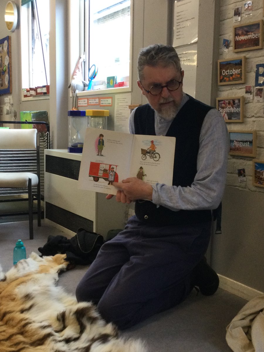 LionsPre's tweet photo. On Friday morning we had a visit from Michael, he came to visit the children from the Booth Museum with Boris the tiger. He rolled the tiger out and the children got to feel him whilst Michael told them about him.  Michael then read The Tiger Who Came To Tea with the children. https://t.co/g9c2K6NCml