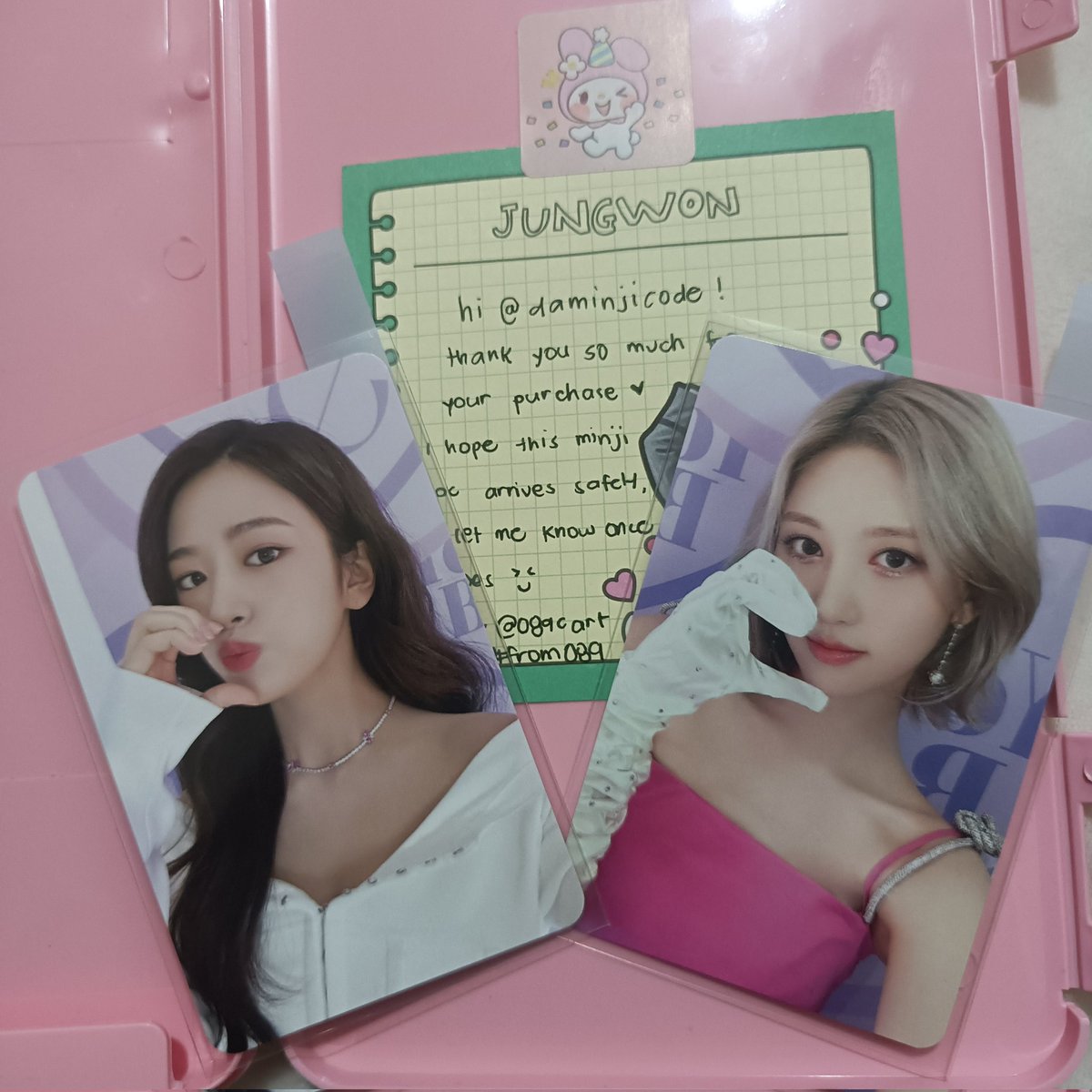 yachiyomi's tweet photo. [💌] pretty mail !! #from089 @089cart ✨ idk pang ilang bili ko na to but am always thankful to u for bringing my prios to me !! i will take good care of minji bag ver, gaeul, and yujin !! tysm kath <333 love u 💗 https://t.co/BeLecGIl6V