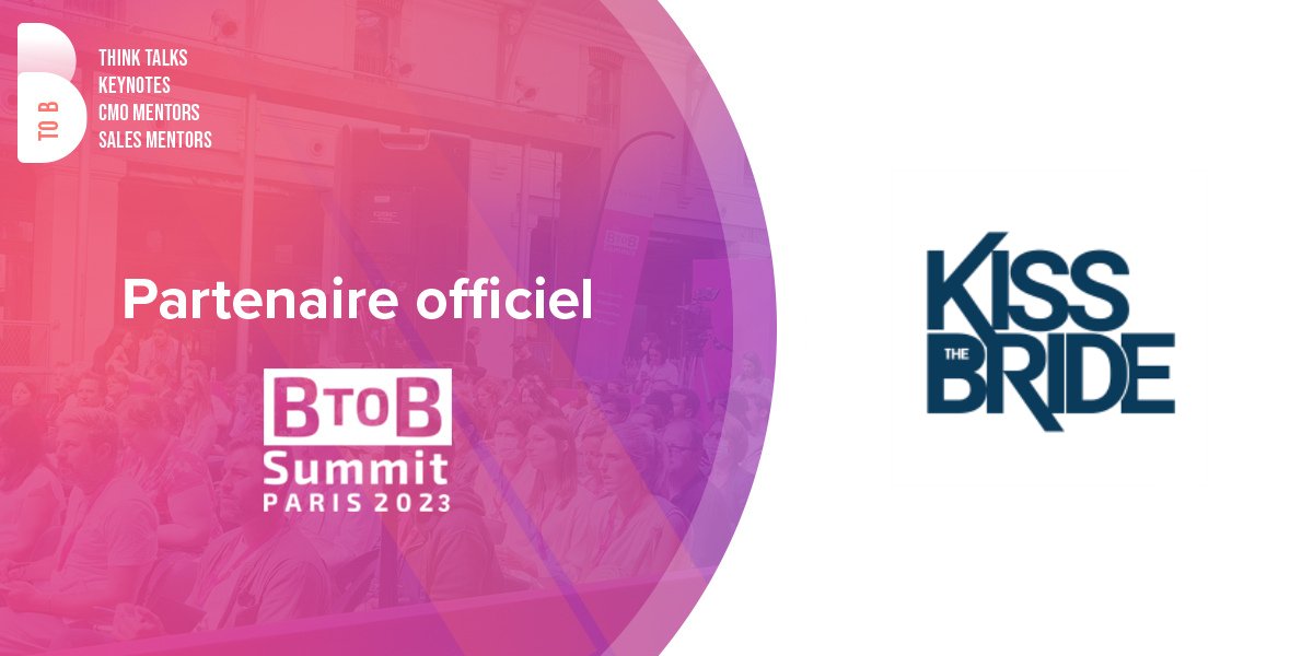 📢<a href="/_KissTheBride_/">Kiss the Bride</a>  sera partenaire du #BtobSummit2023 le 22 juin au Parc des Princes !
L'agence accompagne les entreprises sur toutes les étapes du parcours client, en conjugant vision stratégique et excellence opérationnelle.

Inscrivez-vous :
btob-summit.btob-leaders.com/fr/registratio…
