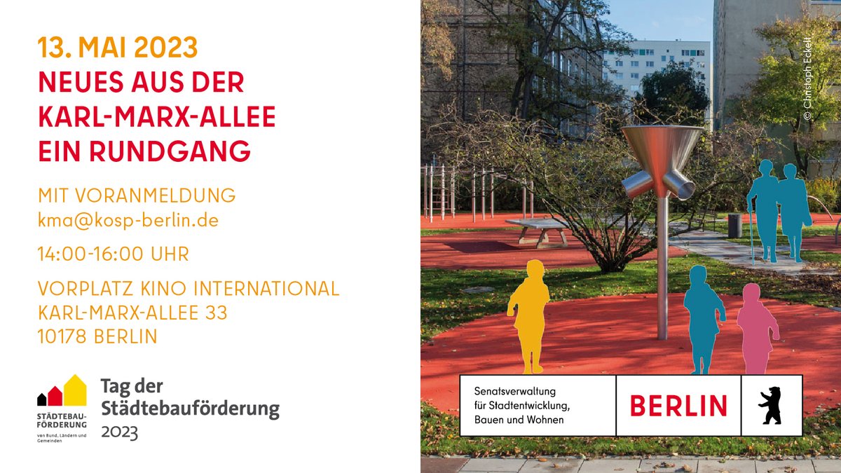 SenStadtBerlin's tweet photo. 13.05.2023: Sie wollen zum #TagderStädtebauförderung Events in #Mitte entdecken?
Zusammen mit dem @BA_Mitte_Berlin haben wir hier ein paar Highlights im Berliner Zentrum zusammengestellt.
Infos zu diesen und allen weiteren Veranstaltungen: https://t.co/VBrxIb2382 #WirImQuartier https://t.co/fFx7XO1p6G