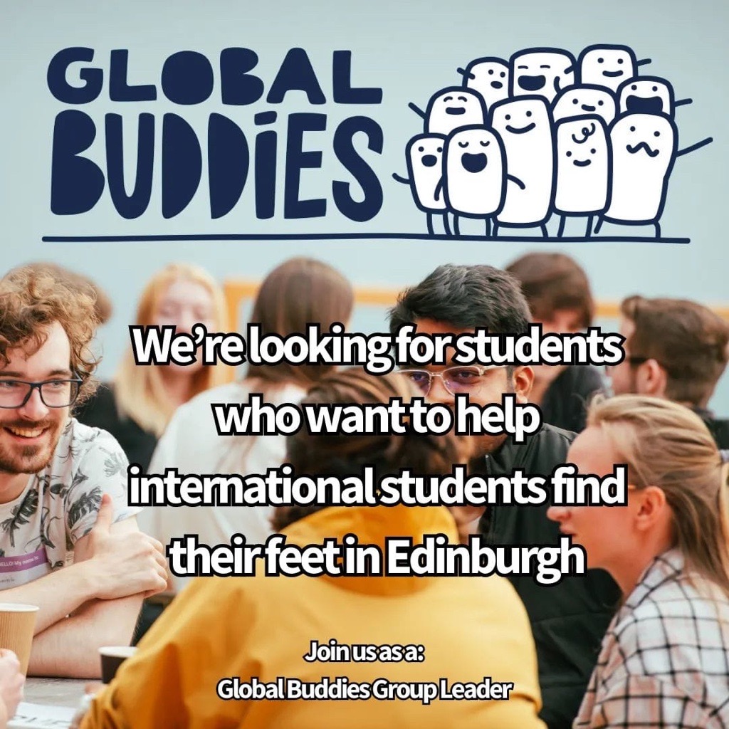 Are you a friendly, welcoming student enrolled for the 2023-24 academic year?

If so, sign up be a Global Buddies Group Leader through EUSA, offer peer support to #international students, and organise fun activities!

Find out more:
eusa.ed.ac.uk/volunteering/v…