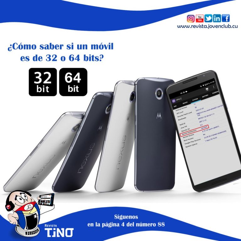 revistatino's tweet photo. Muy interesante. ¿Cómo saber si un móvil es de 32 o 64 bits? Visítanos en https://t.co/ZqKc2zufvh
#JovenClubTeConecta 
#RevistaTino https://t.co/xK9Zl3j9Xb