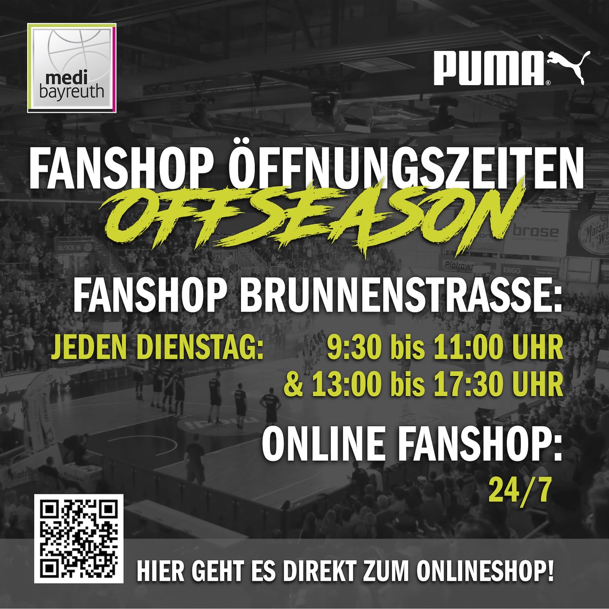 Wichtig! Nach der Saison haben wir im Fanshop ab sofort geänderte Öffnungszeiten! #gomedi #WeAreMedi #BAYRTH #PUMA