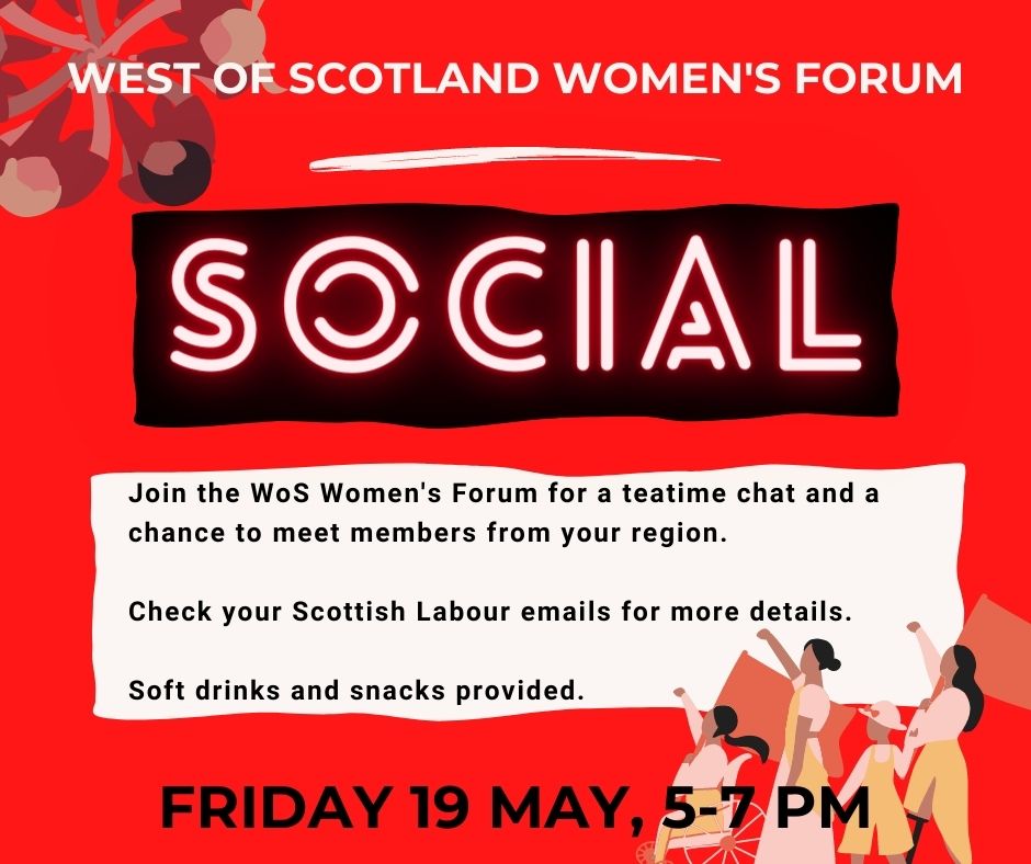 📢 Calling all <a href="/ScottishLabour/">Scottish Labour</a> woman members in the West region!
🍰Come join us in Paisley on 19 May for a socialist social with snacks and soft drinks.
📧 Check your April Scottish Labour emails for more details or DM me.
⬇️Please RT and share.
