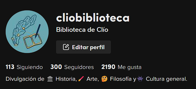 ClioBiblioteca's tweet photo. Hoy hace exactamente 2 meses desde que abrí TikTok. Hoy también hemos alcanzado los 300 seguidores al publicar el decimoquinto vídeo y estoy muy contento.

Si todavía no os habéis pasado, buscad nuestro nombre y os sale. Dejo enlace en el siguiente tweet. https://t.co/hHEzHRW7y0