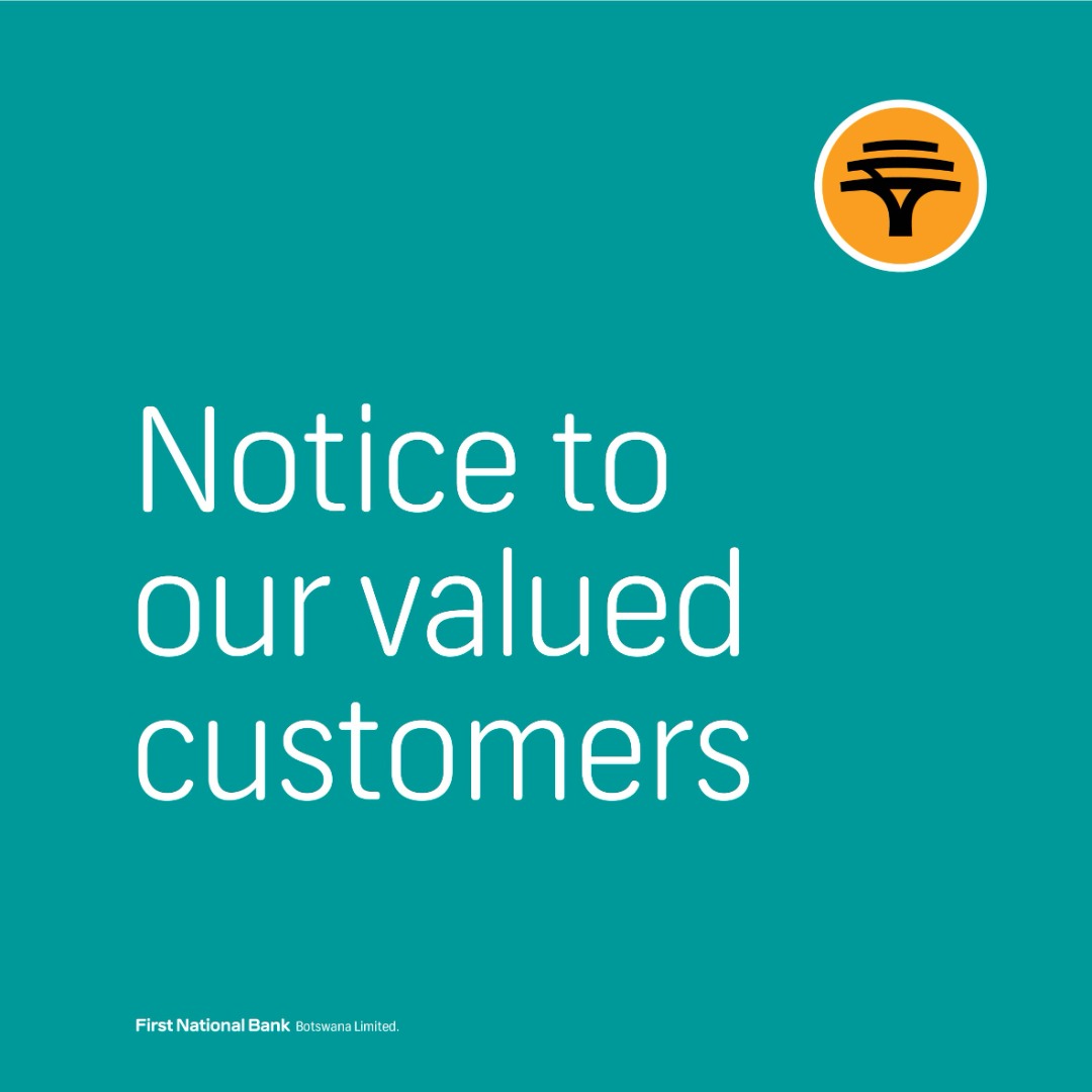 FNB_Botswana's tweet photo. CUSTOMER NOTICE

To our valued customers,

It has come to our attention that there are ongoing allegations on social media regarding FNBB’s involvement with a certain entity named, ECOPLEXUS. https://t.co/hKtbyzzNWY