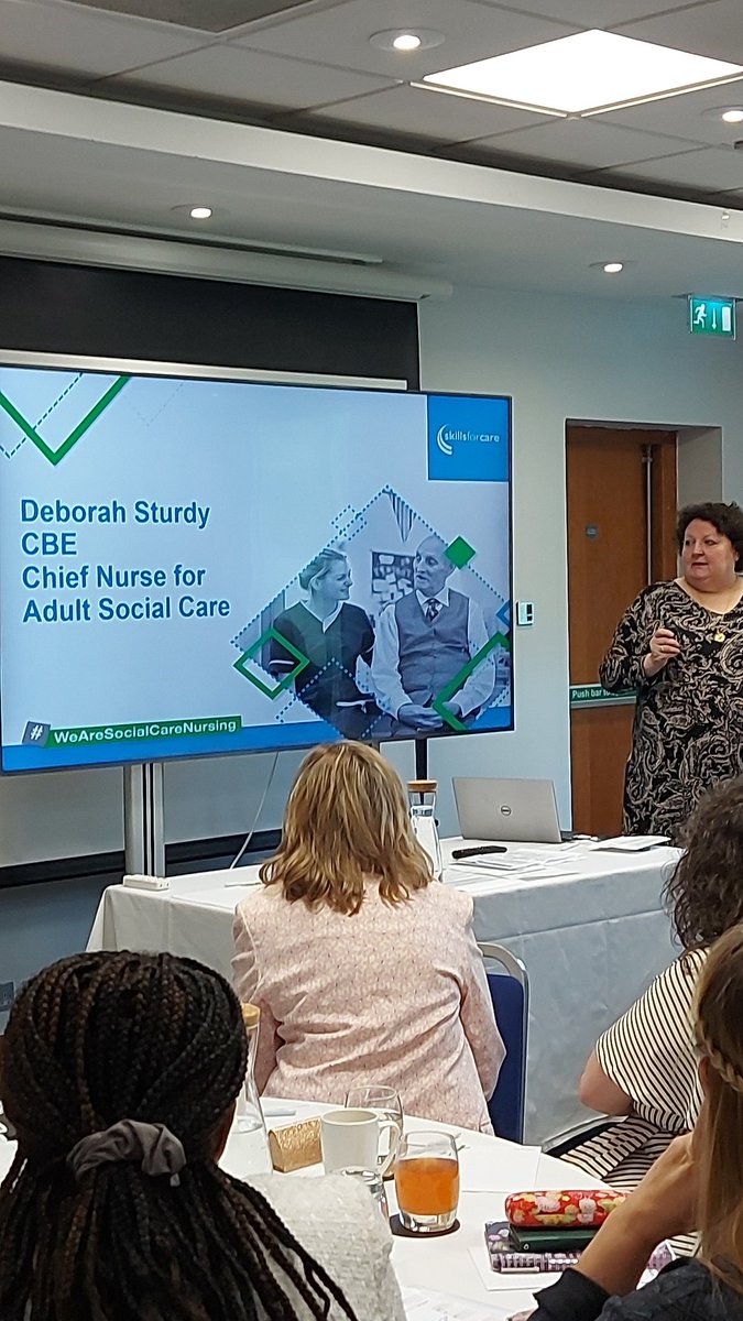 Chief Nurse for Adult Social Care <a href="/sturdy_deborah/">Deborah Sturdy</a> speaking at the <a href="/skillsforcare/">Skills for Care</a> 'Celebrating Nurses in social care' event about the importance of recognising Nurses in Social care.  <a href="/sfc_KarenS/">Karen Stevens</a> <a href="/LucyHGillespie/">Lucy Gillespie RN (she/her) 💚💙</a>