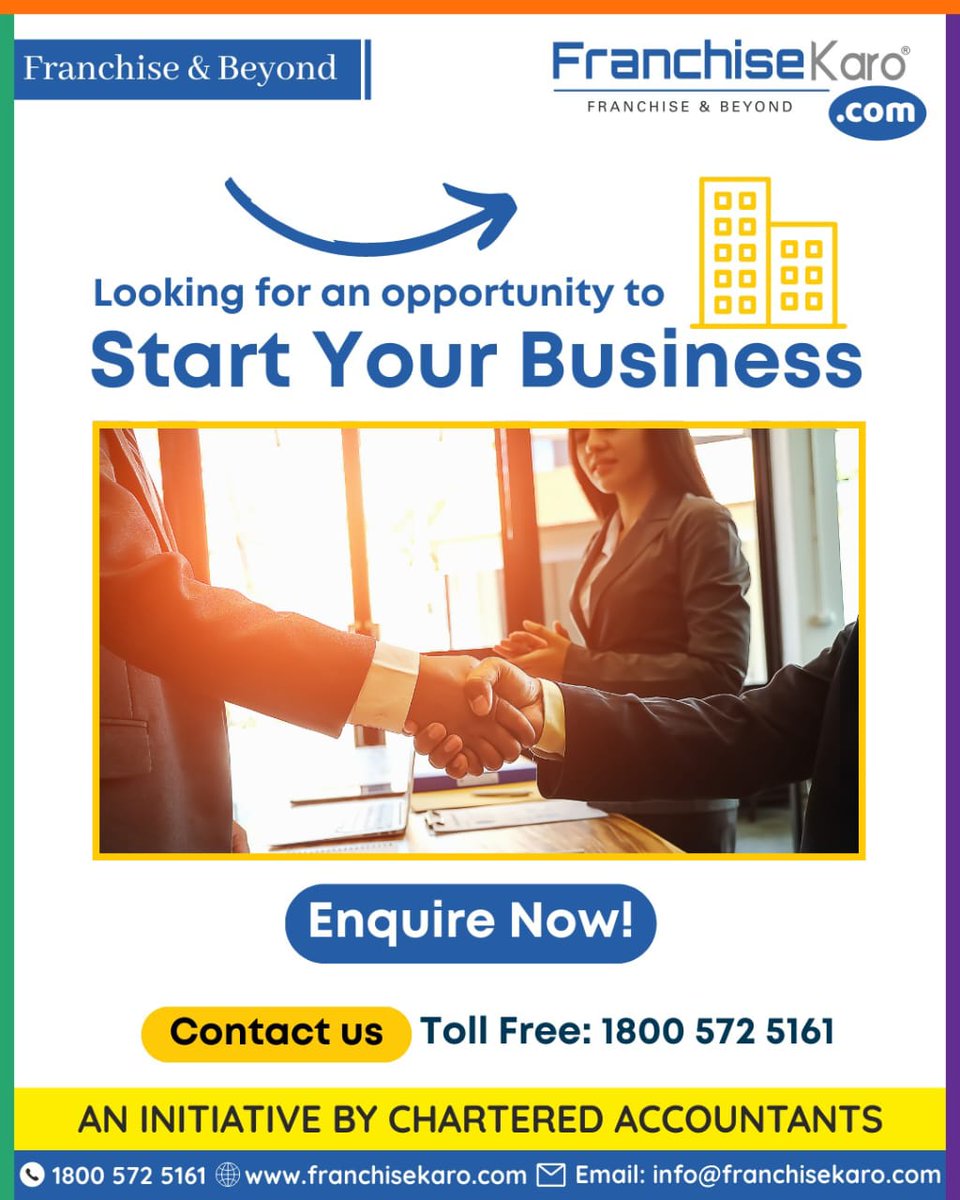 FranchiseKaro1's tweet photo. Attention all Startups! Looking to turn your passion into profit? It's time to start your own business. Whether it's expanding your business franchise or increasing revenue, there are many ways to scale your business.
For details Call: 8376901816

#businessgrowth #Business https://t.co/bnqK8BixrR