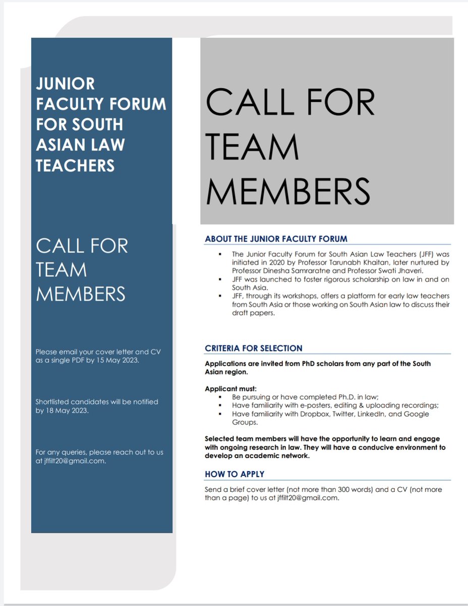 Junior Faculty Forum for South Asian Law Teachers tweet media