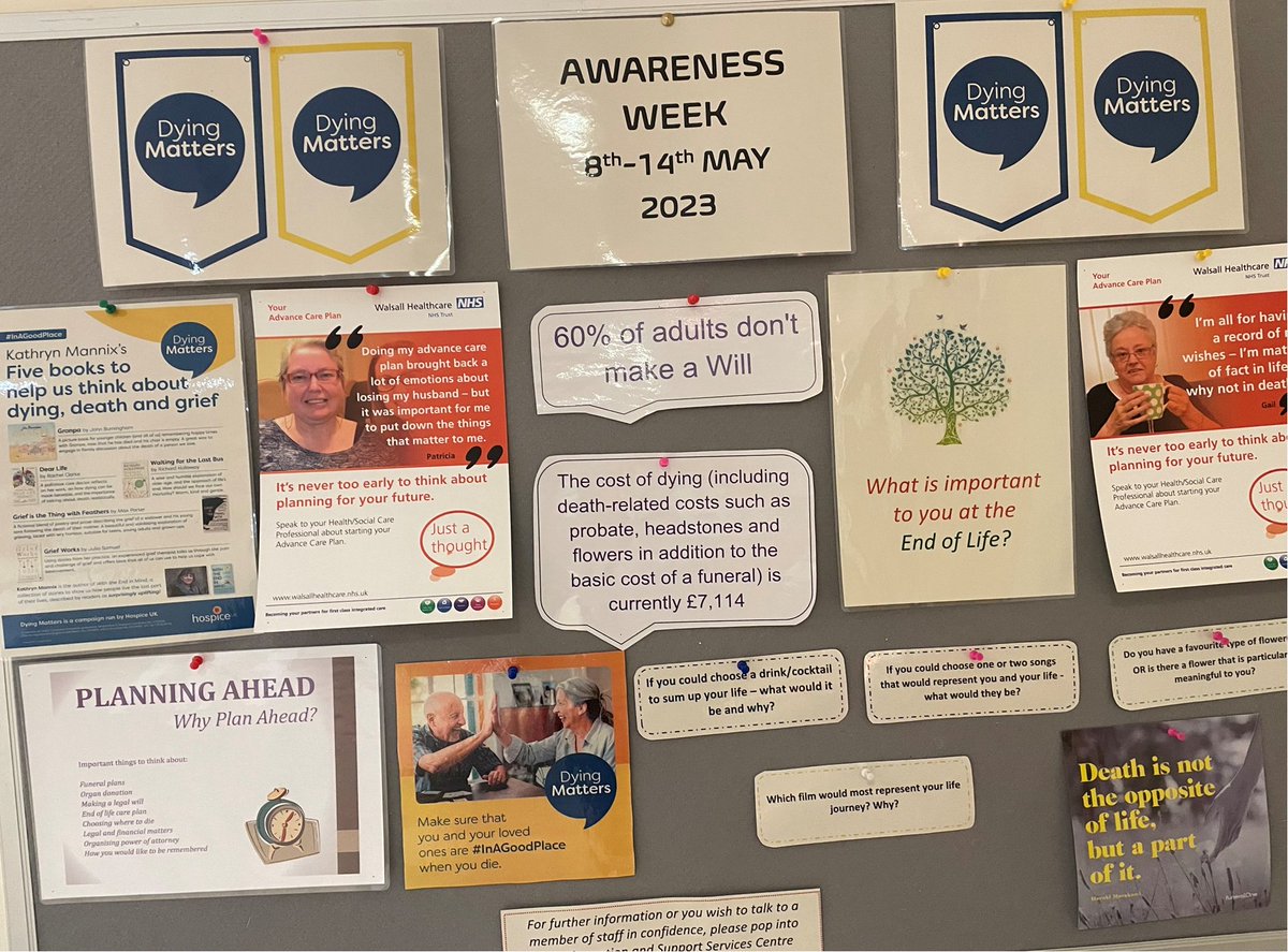 WalsallPall's tweet photo. Supporting Dying Matters Awareness in the workplace all week here at the Walsall Palliative Care Centre. @DyingMatters @WalsallHcareNHS https://t.co/GPXDwQfExK