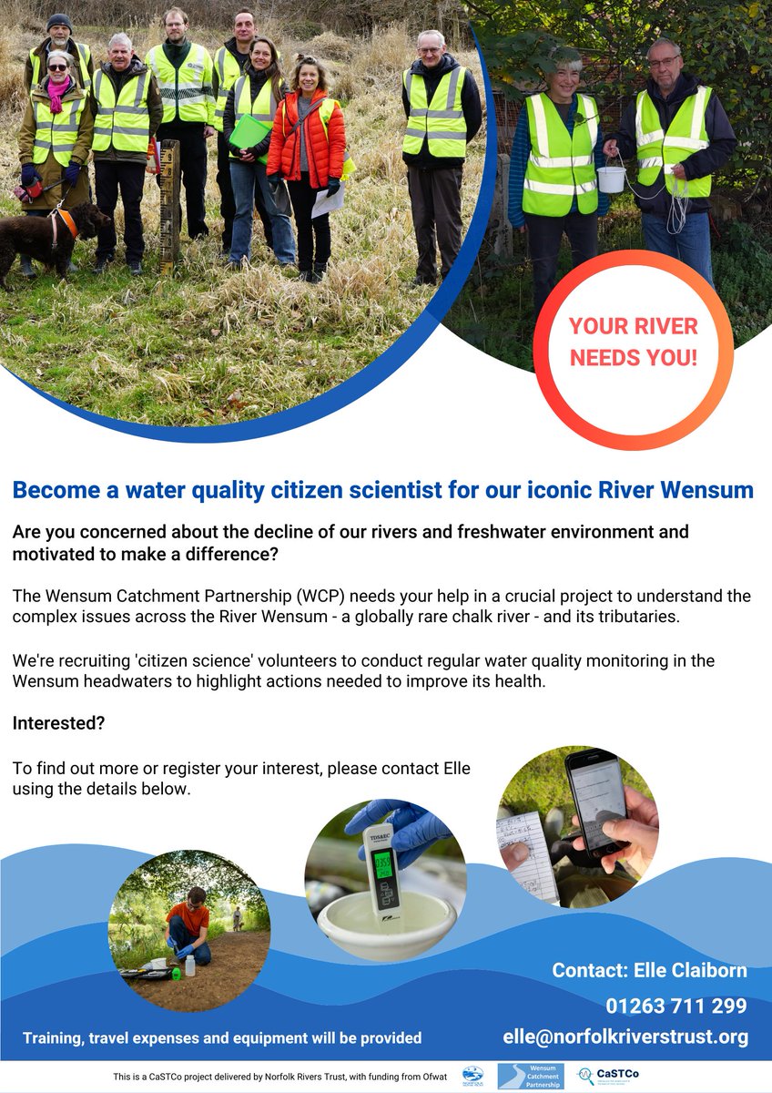 📢 How can you help our troubled rivers?

We’re looking for volunteers to support #citizenscience water quality testing in the Wensum headwaters 💦🧪

A robust evidence base is crucial to fully understand the complex issues and drive action.

bit.ly/3pr2T2f

Register👇