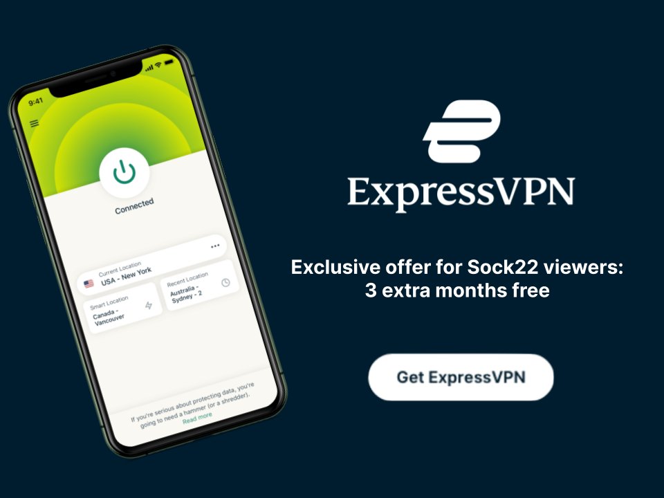 Excited to announce that we're partnered with <a href="/expressvpn/">ExpressVPN</a>!

Protect your online privacy and get 3 extra months free using my link:
expressvpn.com/sock #ad

Live now - twitch.tv/sock22